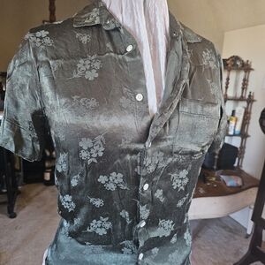 ASOS Olive Floral Button Down Shirt